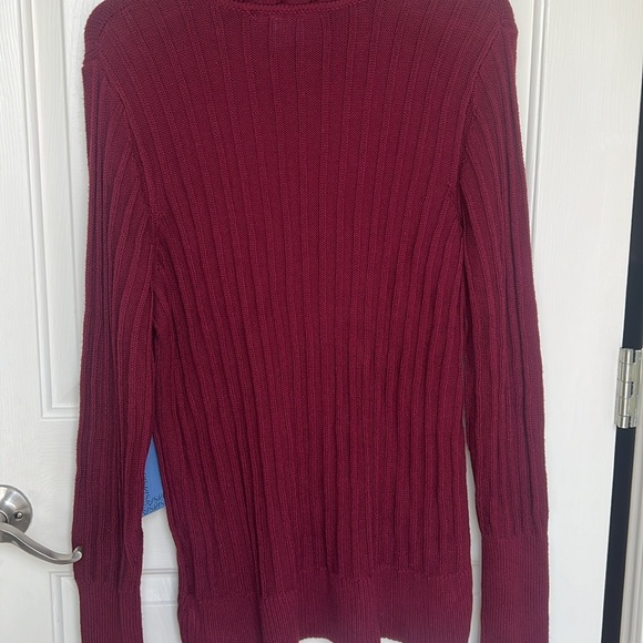 Fall Burgundy Sweater, XL Burgundy Turtle Neck Sweater, Cable knit sweater - Picture 6 of 11
